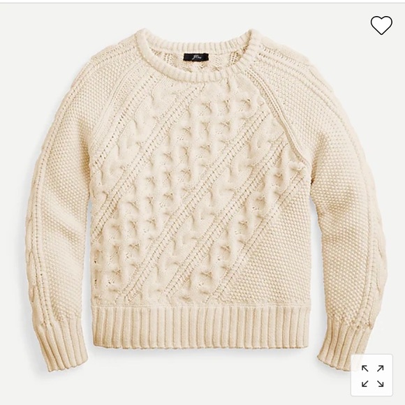 J. Crew Sweaters - J. Crew Diagonal Cable Raglan Cream Sweater